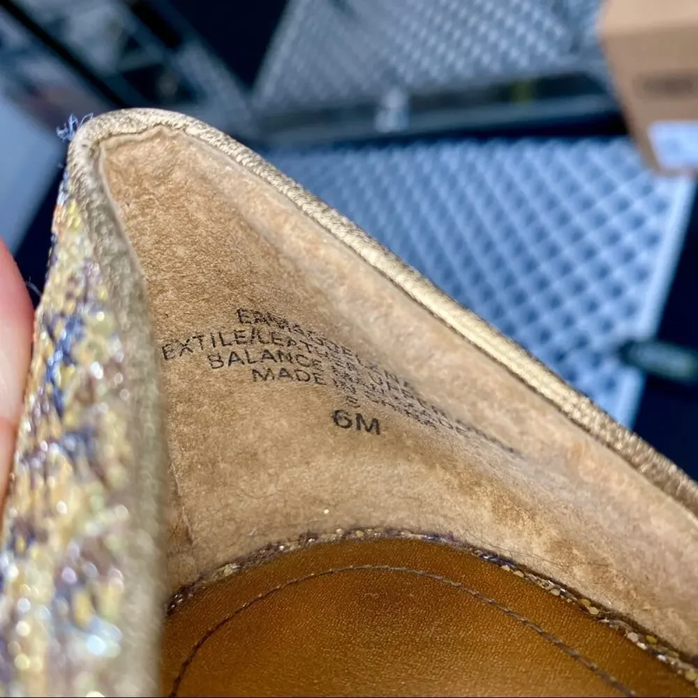 ENZO ANGIOLINI Womens Gold Glitter Peep Toe Pumps Heels Size 6
